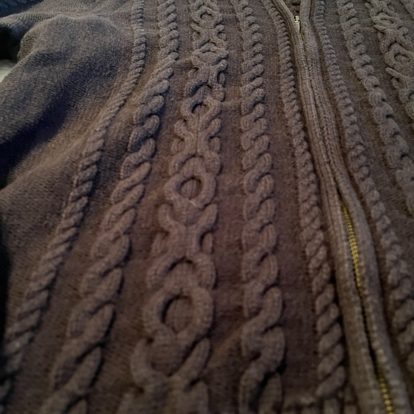 L.L. Bean Women's 100% Cotton Zip Up Mock Collared Cable Knit Cardigan 2XL Black - Picture 6 of 10